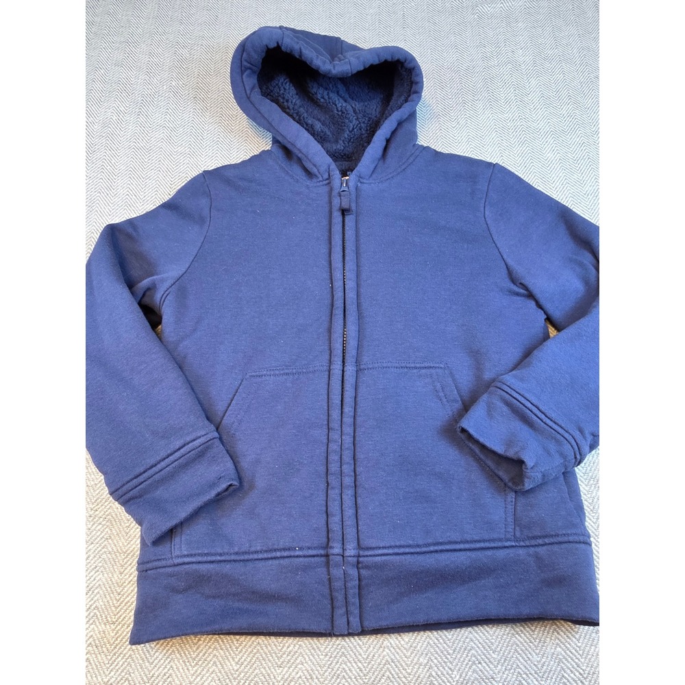 Wonder Nation Boys Navy Blue Sherpa Lined Full Zip Hoodie Jacket Size L 10-12